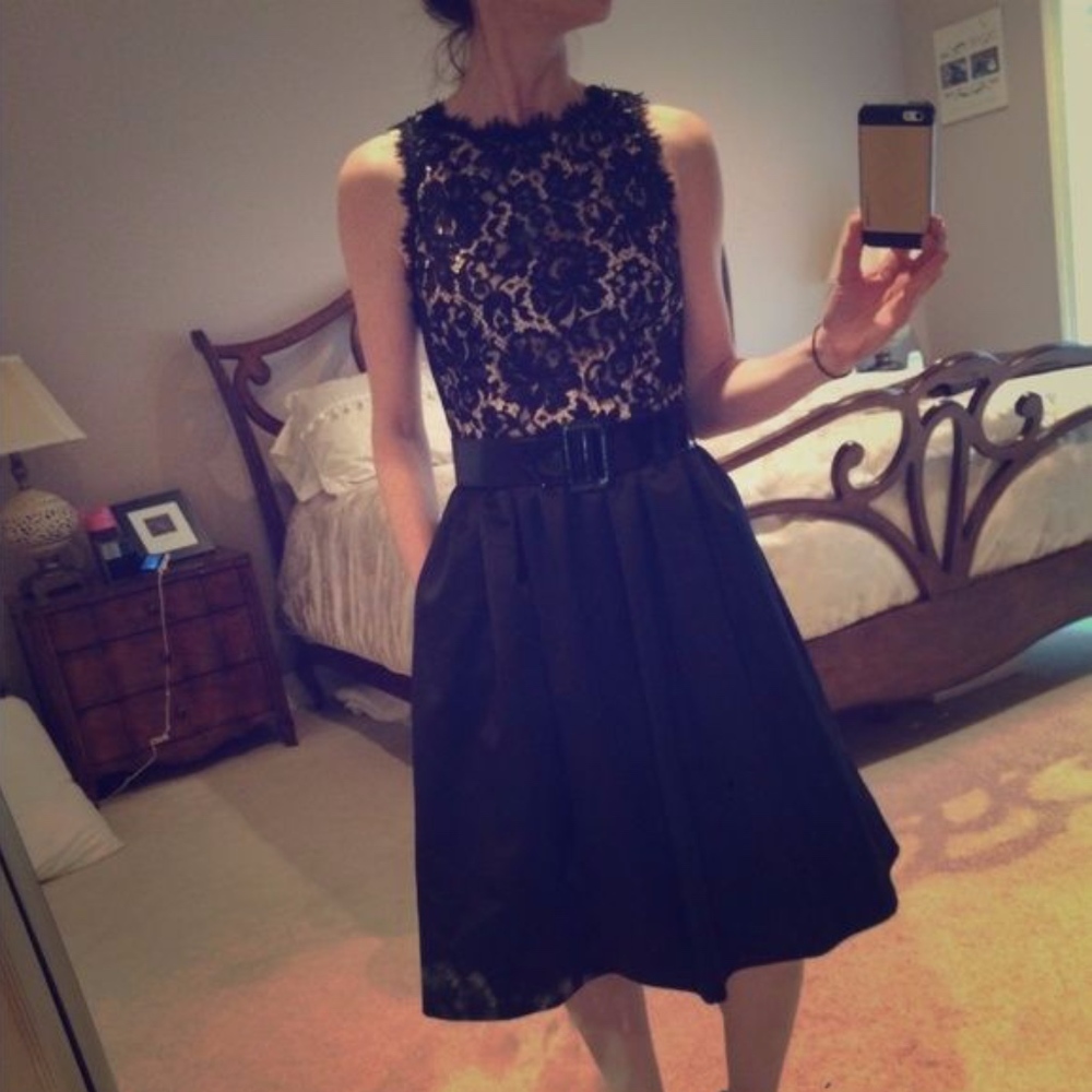 ABS by Allen Schwartz Lace Dress w/ Black Satin